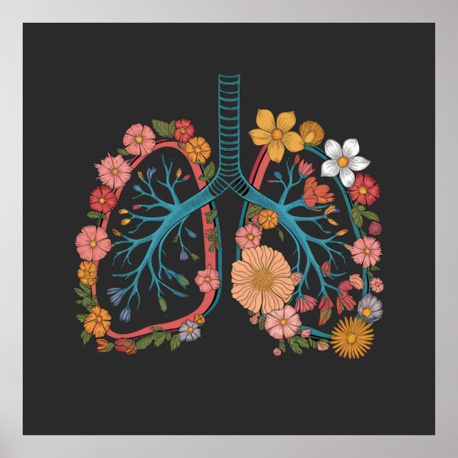Poster Presente de Ilustração Vetor dos Pulmões Florais C (Frente)