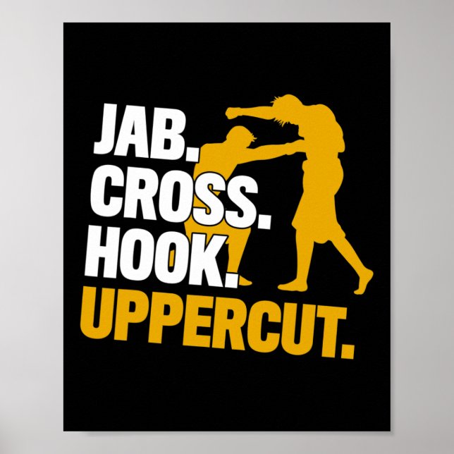 Poster Presente de Jab Cruz Gancho Uppercut Boxe Kickboxi (Frente)