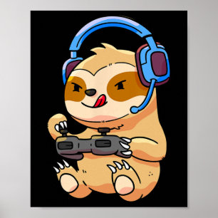 Poster Presente de Jogo de Vídeo de Sloth Gamer Sloths