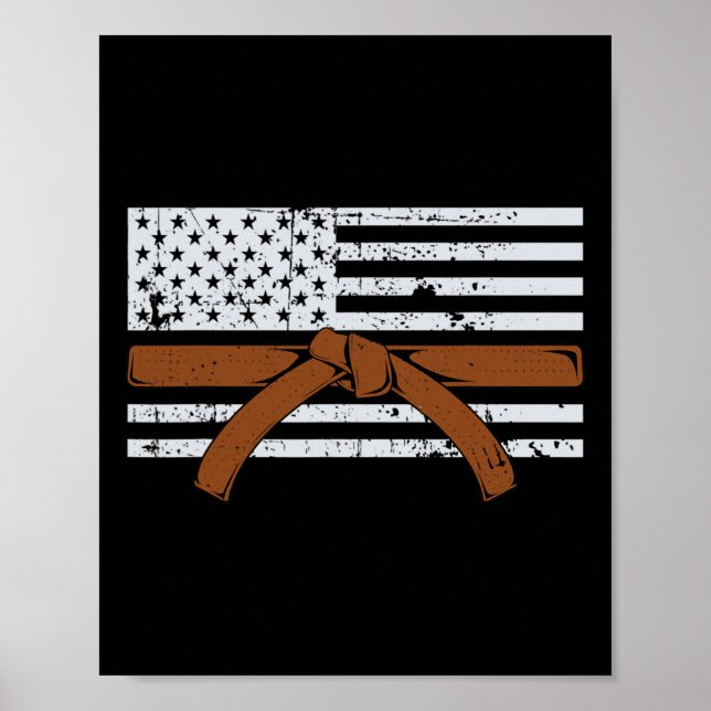 Poster Presente de Karatê da Bandeira Americana Lutador d (Frente)