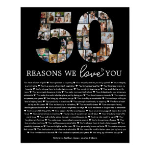 Póster Presente de Lembrança de Colagem de Fotos 50 Razõe