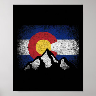 Poster Presente de montanha de esqui de inverno da bandei