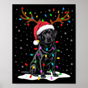 Poster Presente de Natal de Labrador preto com chapéu de 