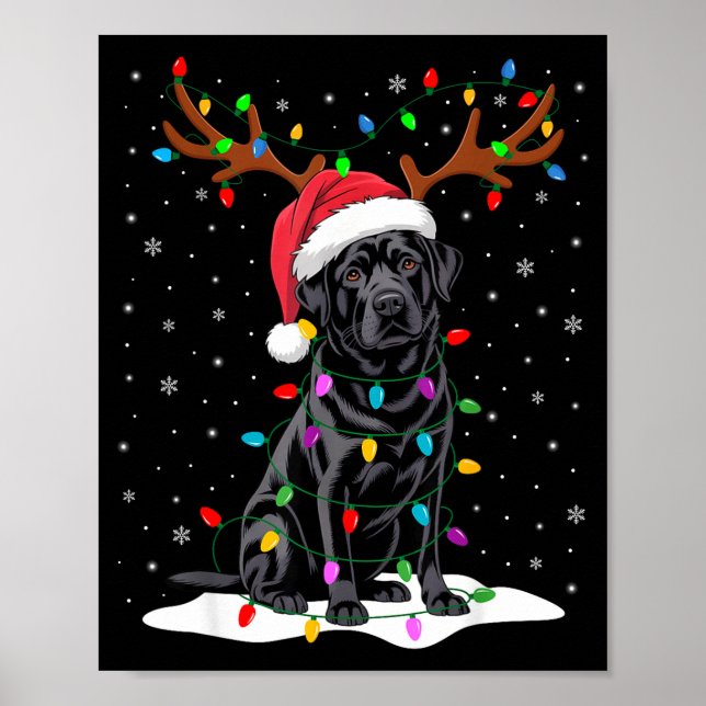 Poster Presente de Natal de Labrador preto com chapéu de  (Frente)