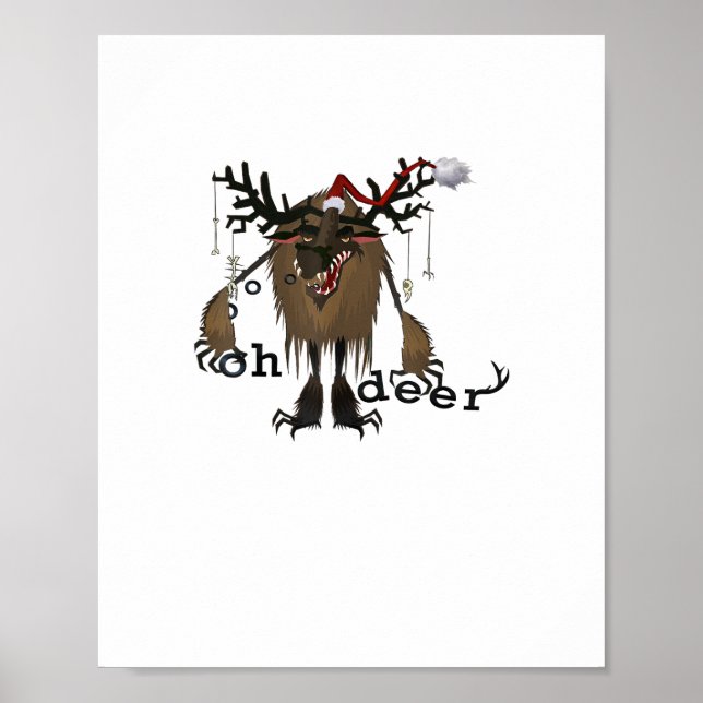 Poster Presente de Natal divertido de rena de desenho ani (Frente)
