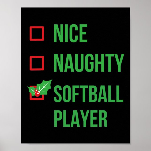 Poster Presente de Natal do Softball Funny Pajama (Frente)