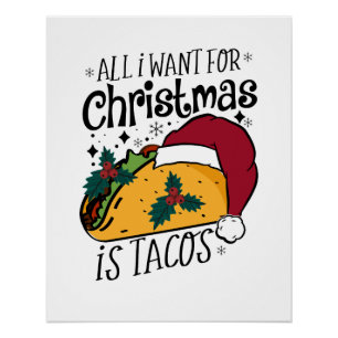 Póster Presente de Natal Tudo que quero é Tacos