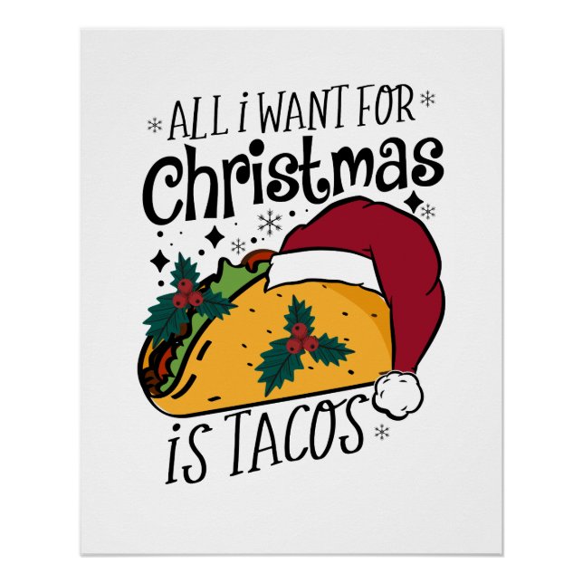 Póster Presente de Natal Tudo que quero é Tacos (Frente)