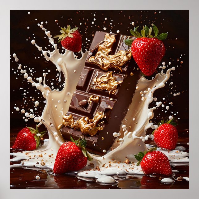 Poster Presente de Parede de Cozinha Morango Chocolate Pr (Frente)