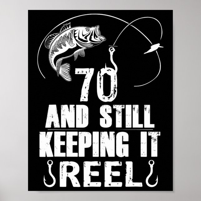 Poster Presente de pescador de 70 anos de idade, pescando (Frente)