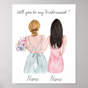Poster Presente de Proposta Personalizada de Bridesmaid