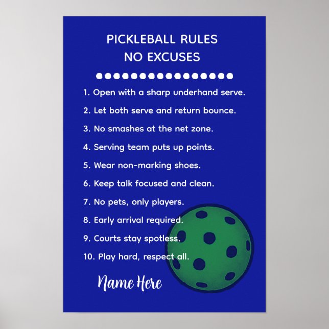 Poster Presente de Regras Personalizadas de Pickleball Se (Frente)