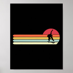 Poster Presente de Skateboarding Estilo Retro Vintage Mas