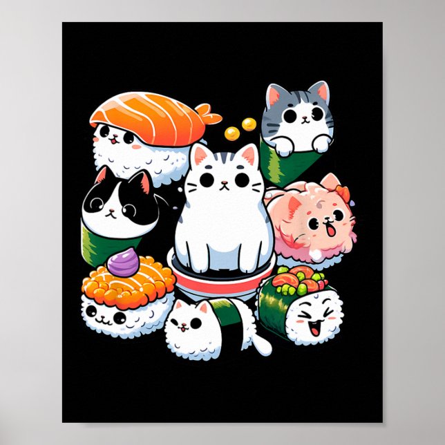 Poster Presente de Sobrecarga Sushi Gata Sushi com Anime  (Frente)