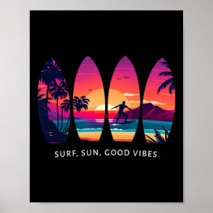 Poster Presente de Surfista de Prancha de Surf de Praia V