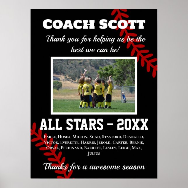 Poster Presente de treinador de basquetebol com foto de e (Frente)