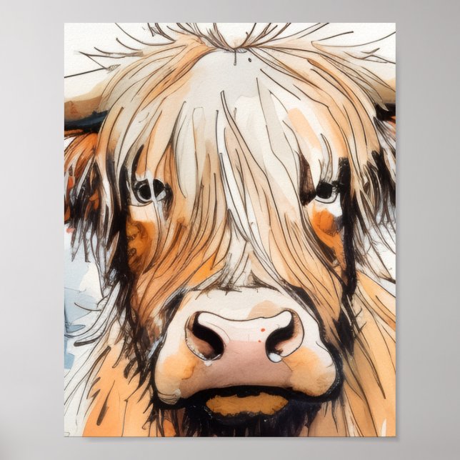 Poster Presente de vaca, vaca das Terras Altas  (Frente)