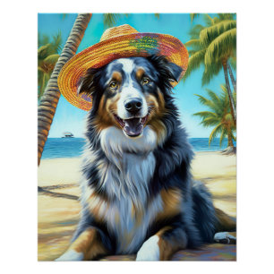 Póster Presente de verão para amante de Australian Shephe