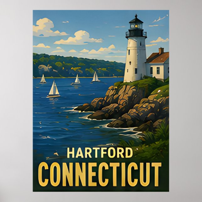 Poster Presente de Viagem Hartford Connecticut (Frente)