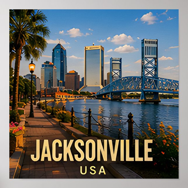 Poster Presente de viagem Jacksonville Florida Riverfront (Frente)