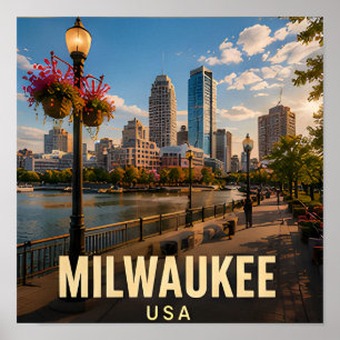 Poster Presente de Viagem Porto de Milwaukee Wisconsin