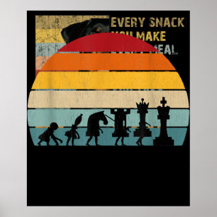 Poster Presente De Vintagem Da Evolução Do Xadrez Para Um