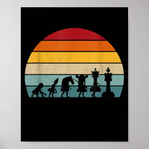 Poster Presente De Vintagem Da Evolução Do Xadrez Para Um