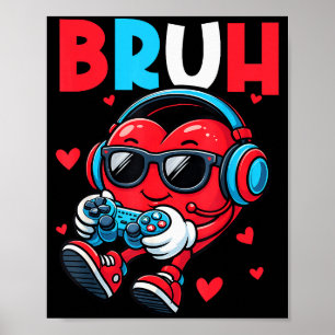 Poster Presente do Controlador de Vídeo Game Bruh Heart G