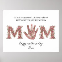 Presente do Dia das Mães com Marca de Mão, Flor do