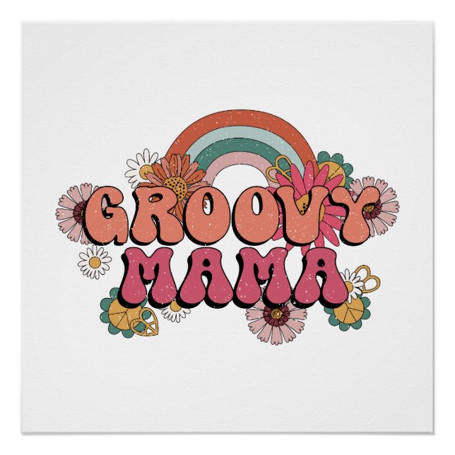 Póster Presente do Dia das Mães | Groovy Mama (Frente)
