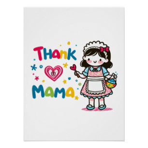 Póster Presente do Dia das Mães Obrigado Mamãe