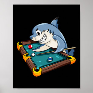 Poster Presente do jogador de Piscina de tubarão Billiard