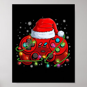 Poster Presente do jogador videogame chapéu de Natal luze