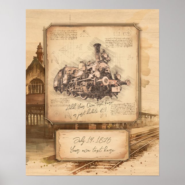 Poster Presente do maquinista/comboio de vapor de alta te (Frente)