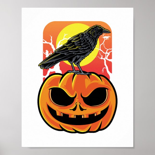 Poster Presente do observador de aves do Crow Halloween (Frente)