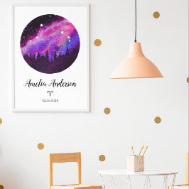 Poster Presente do Signo de Áries da Constelação Rosa