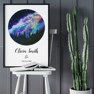 Poster Presente do Signo de Leão Constelação Azul