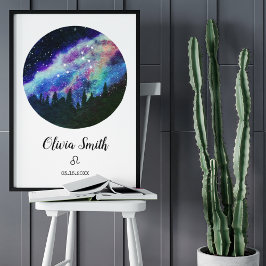Poster Presente do Signo de Leão Constelação Azul