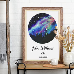 Poster Presente do Signo de Libra da Constelação Azul
