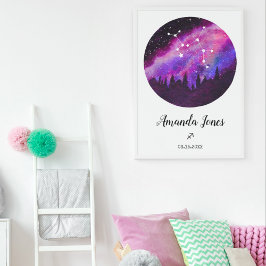 Poster Presente do Signo de Sagitário da Constelação Rosa