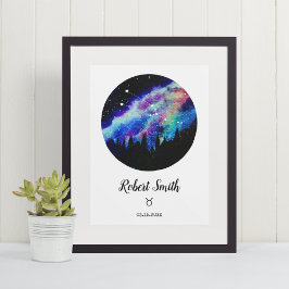 Poster Presente do Signo de Touro Constelação Azul
