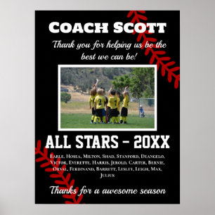 Poster Presente do treinador de beisebol com foto da