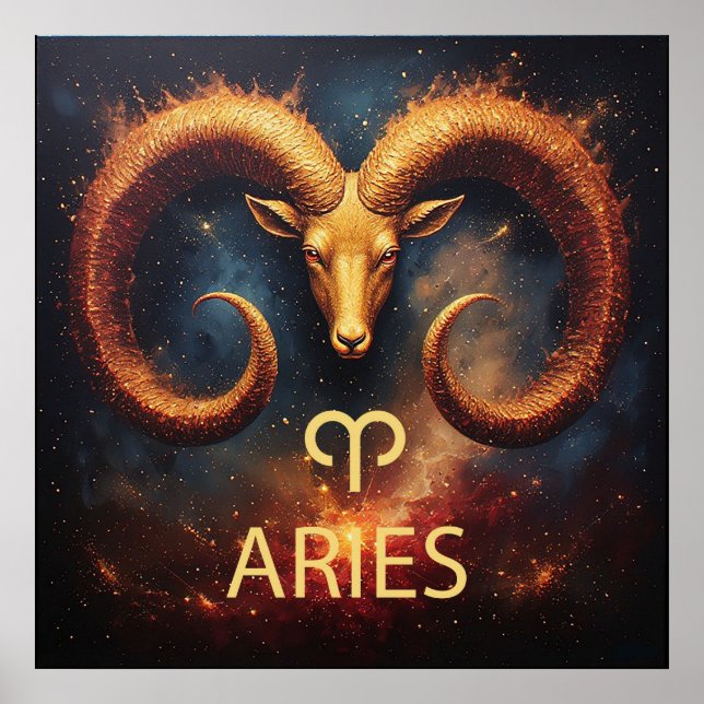 Poster ♈ Presente do Zodíaco de Áries com Estilo Clássico (Frente)