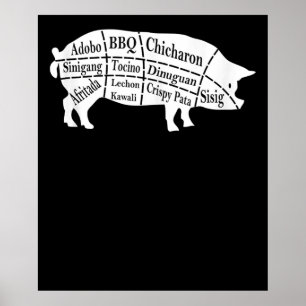 Poster Presente dos Comidas de CHURRASCO Pinoy Adobo de p