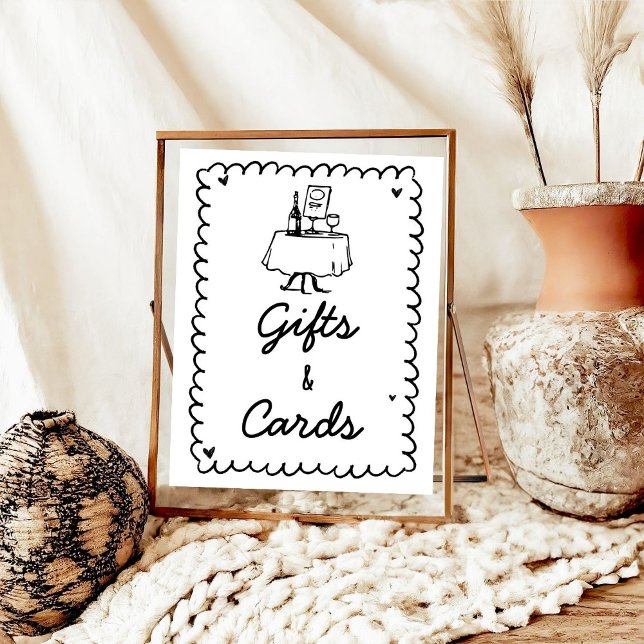 Poster Presente e Cartões de Cocktail à mão desenhado (Criador carregado)