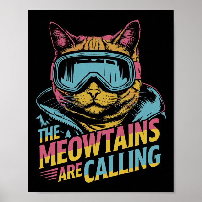 Poster Presente engraçado de gato de esqui Acessórios de  (Frente)