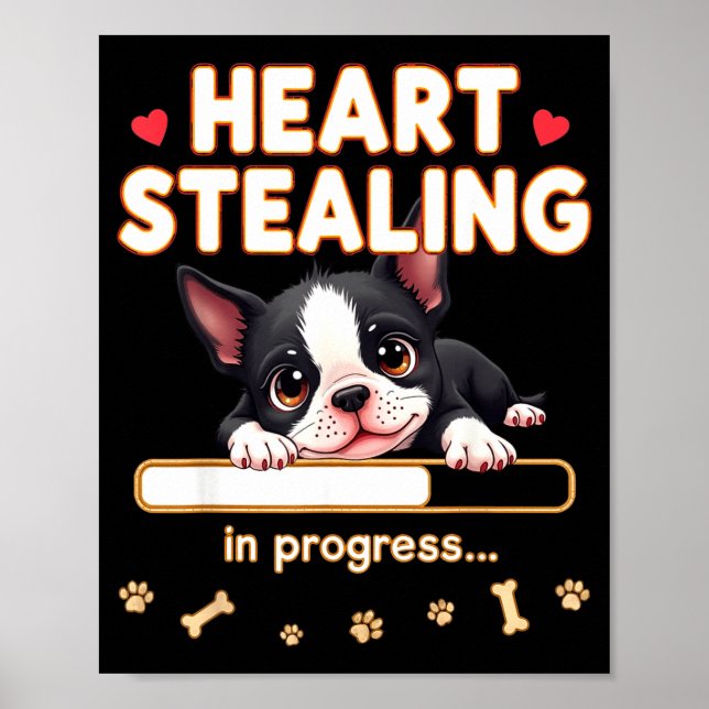 Poster Presente engraçado do cão Boston Terrier do coraçã (Frente)