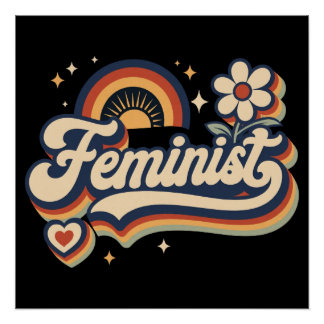 Póster Presente Feminista Retro Anos 70 Arco-íris Vintage