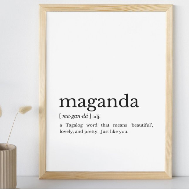 Poster Presente Filipino Maganda Arte de Parede Filipinas (#FilipinoWallArt
#TagalogWords
#MinimalistHomeDecor
#WordDefinitionArt
#GiftForHer
#FilipinaPride
)