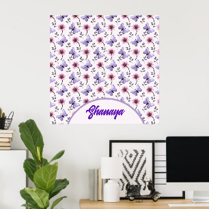 Poster Presente Floral Borboleta Primavera Personalizado 